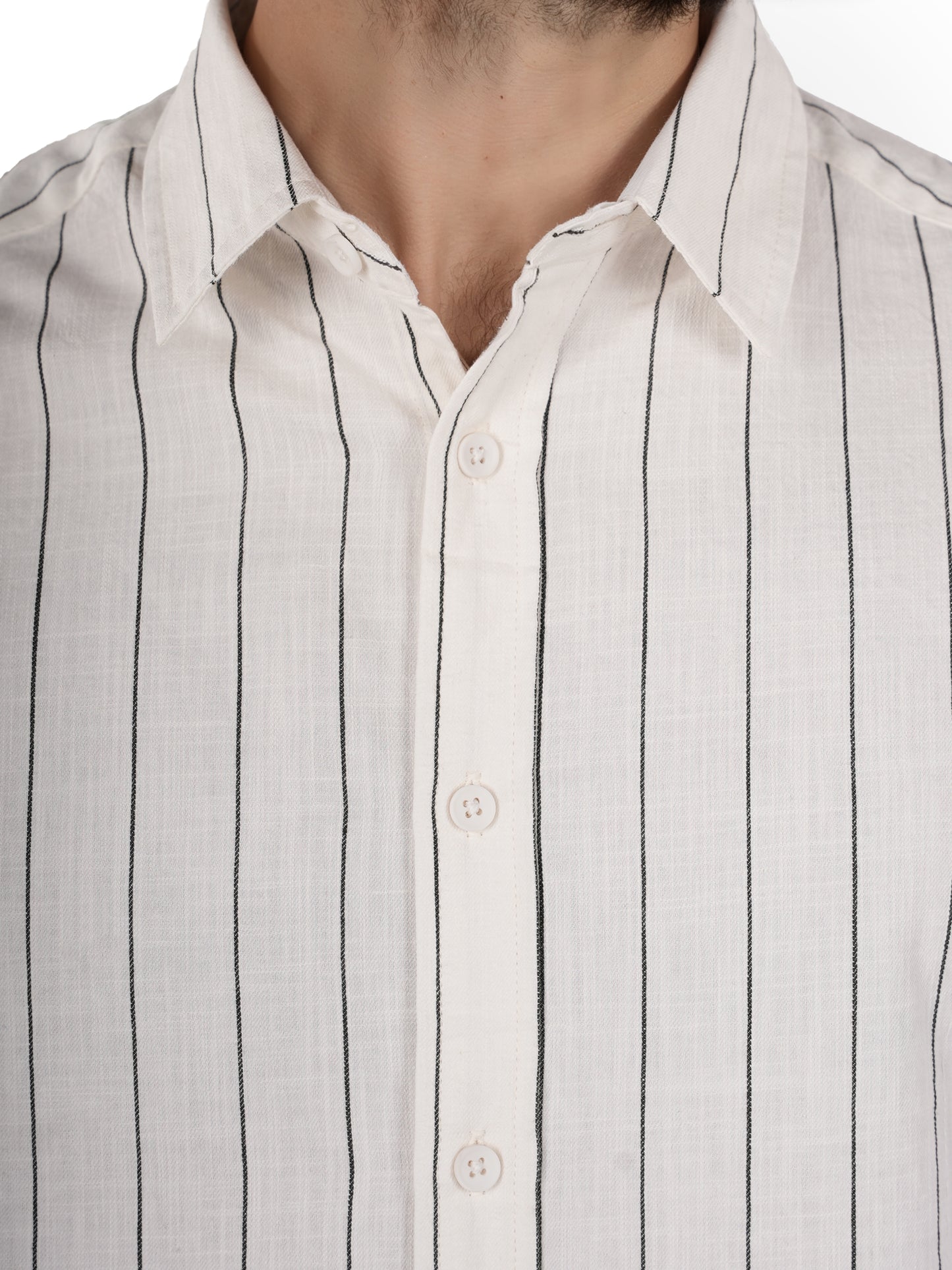 Black Striped Cotton-Linen-Blend Shirt