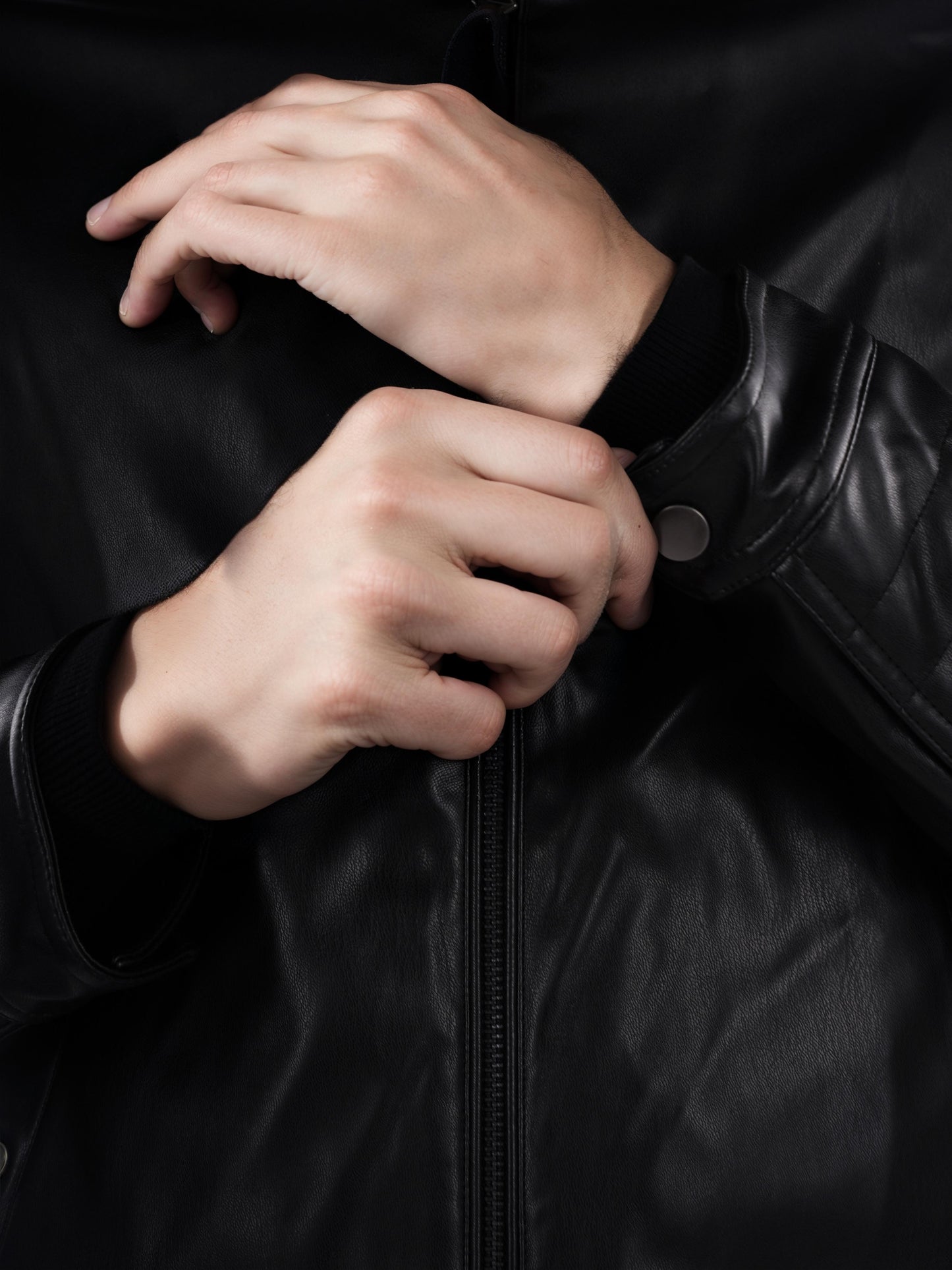 Black Solid Polyamide Jacket