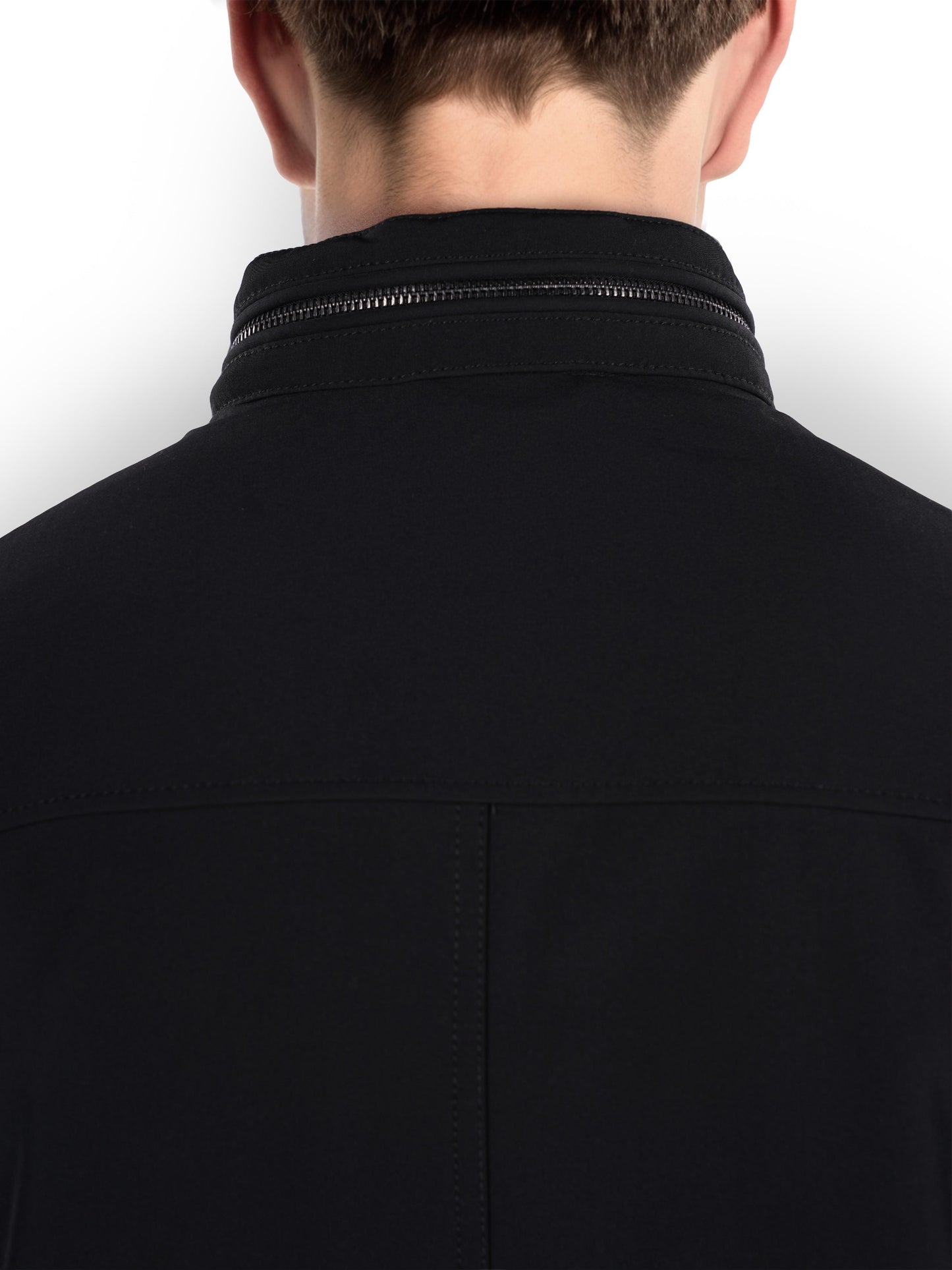 Black Solid Polyester Jacket