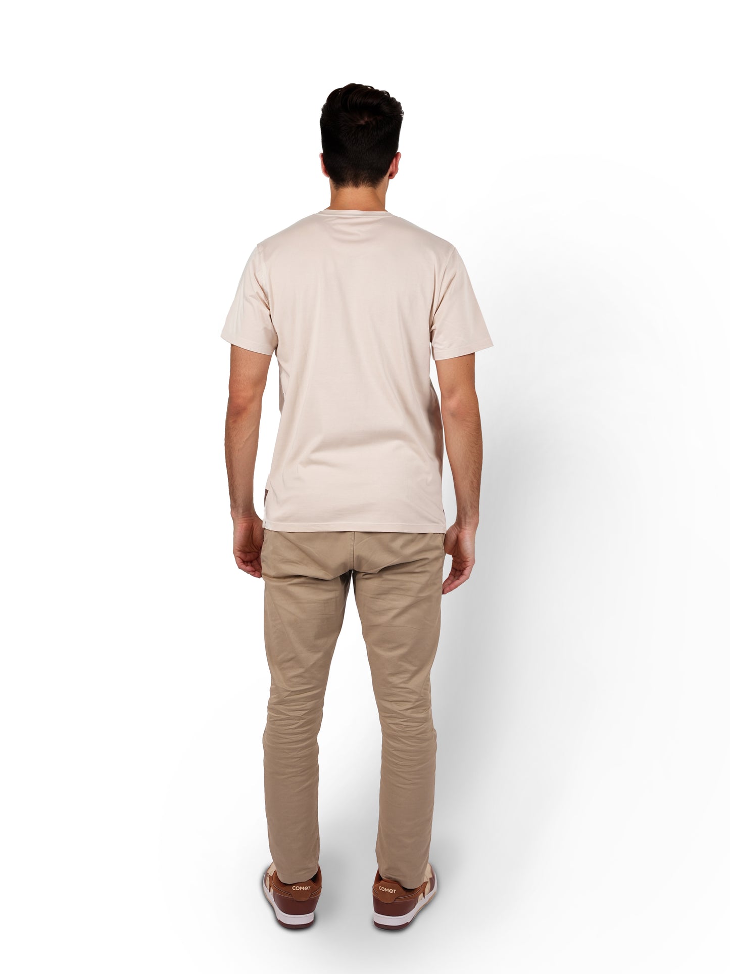 Beige Colourblock Cotton T-shirt