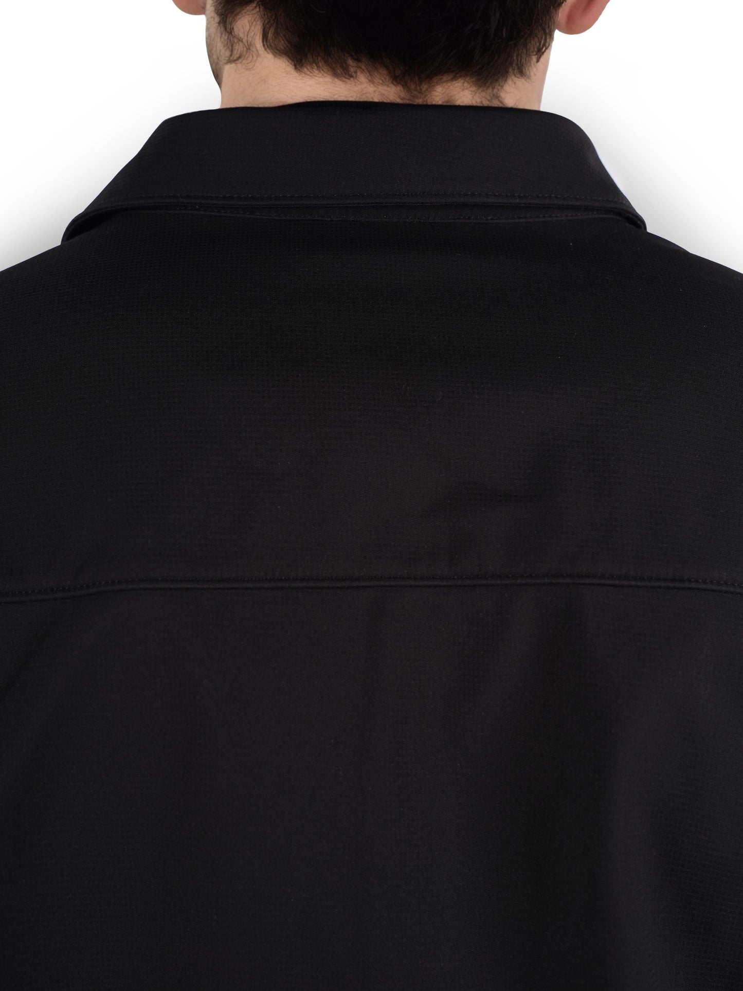 Black Solid Polyester Jacket