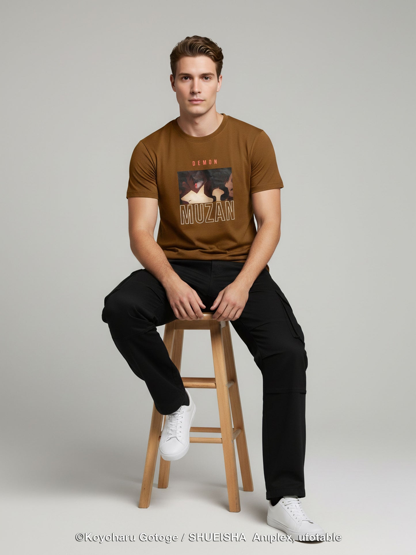 Celio Men Brown Printed Regular Cotton Demon Slayer T-Shirt