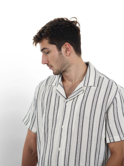 Beige Striped Cotton Shirt