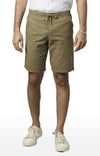 Celio* Cotton-Linen-Blend Regular Fit Khaki Shorts