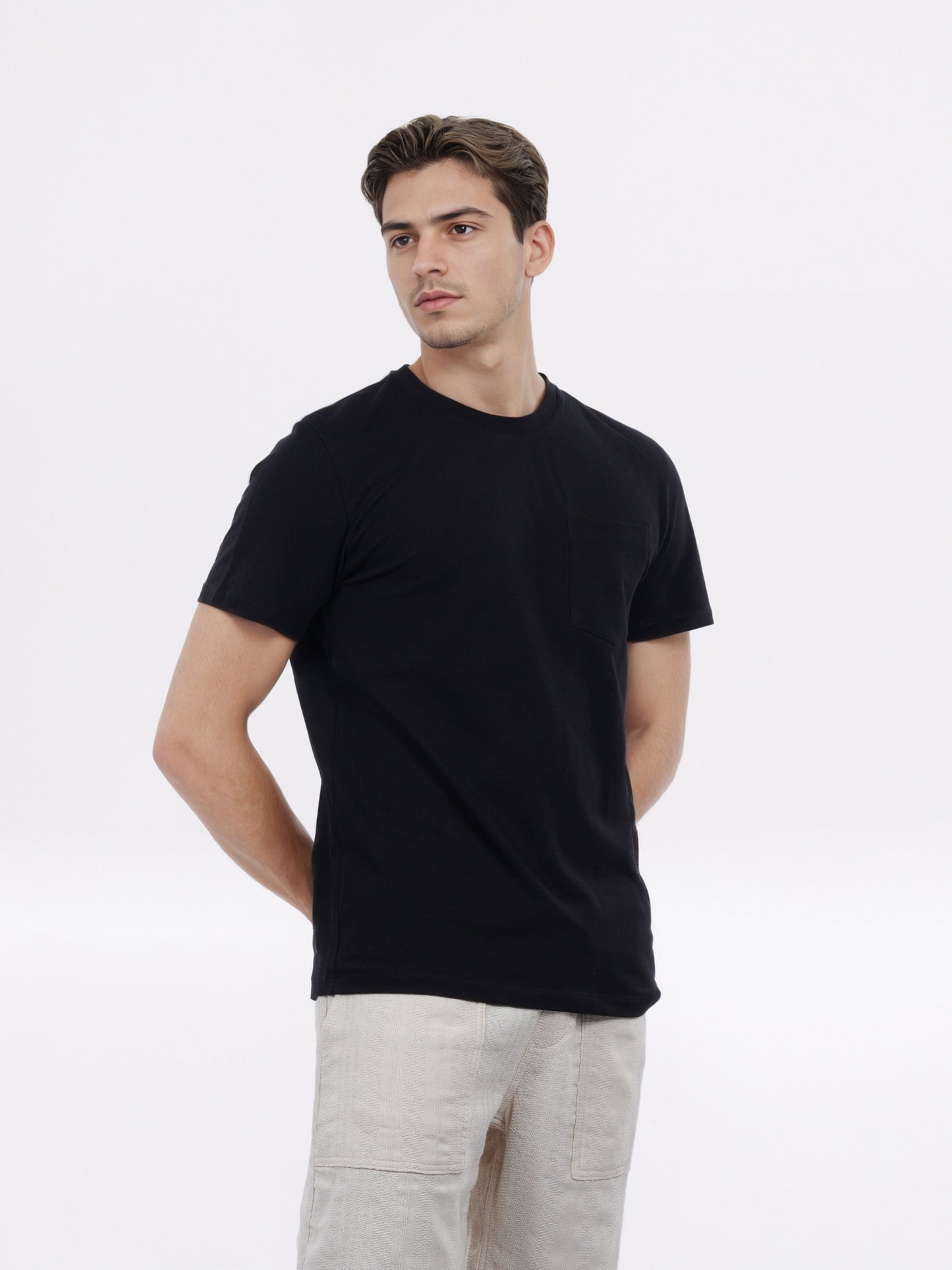 Celio* Men Black Solid Regular Fit Cotton T-Shirt