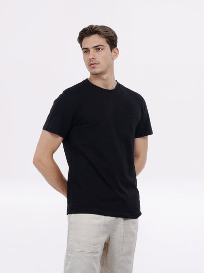 Celio* Men Black Solid Regular Fit Cotton T-Shirt