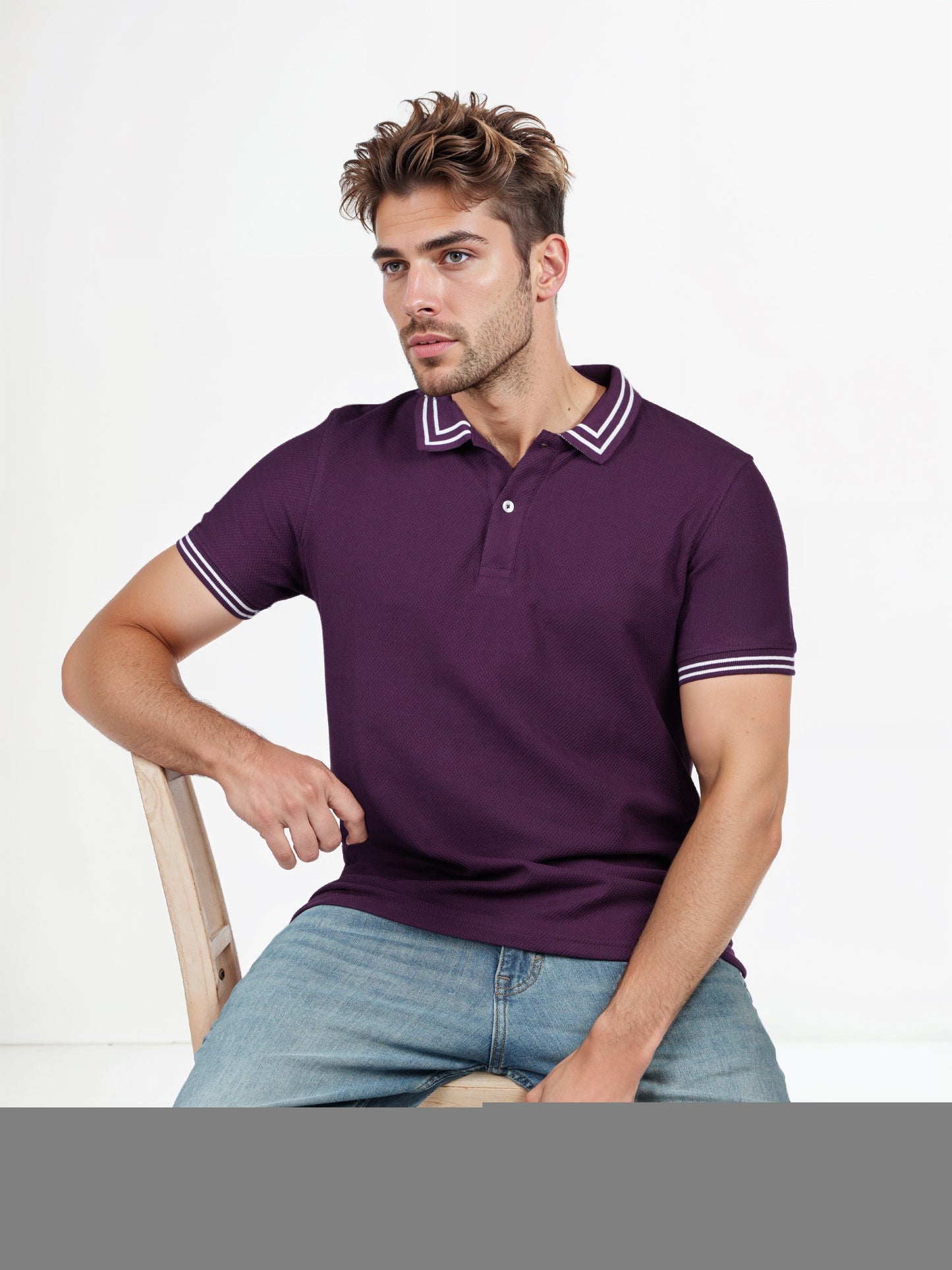 Celio* Solid Regular Fit Cotton Purple T-Shirts