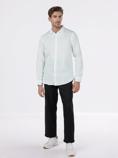 Celio* Men White Solid Regular Fit Cotton Shirts