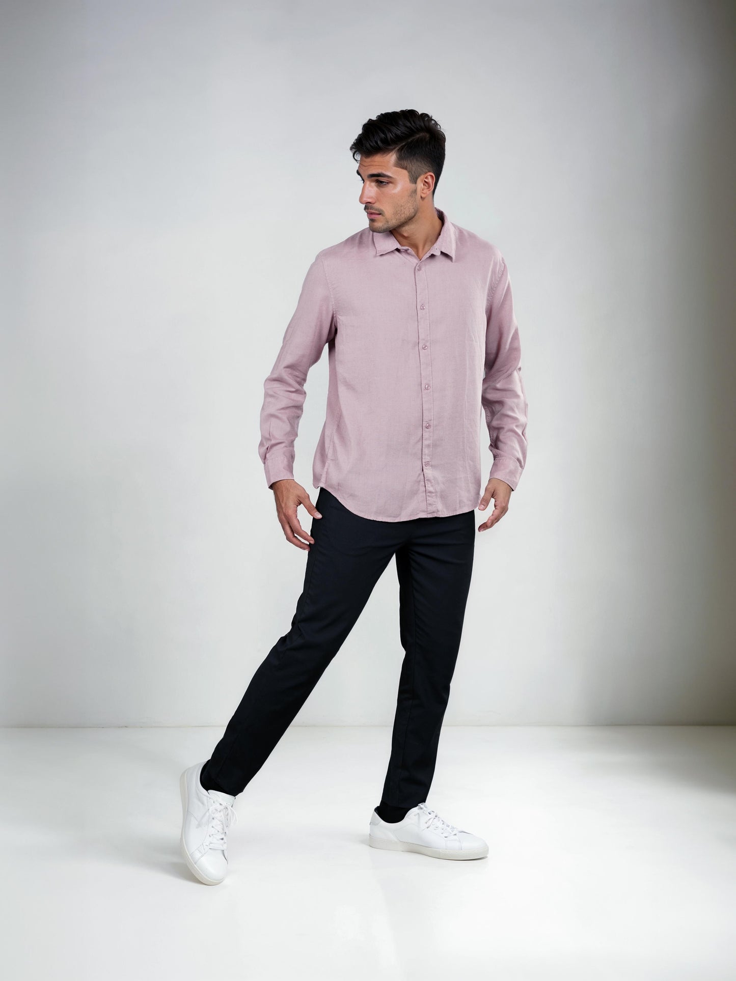 Mauve Solid Linen Shirt