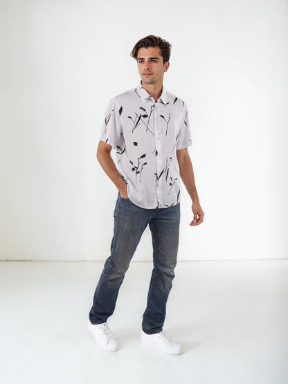 White Printed Viscose Shirt