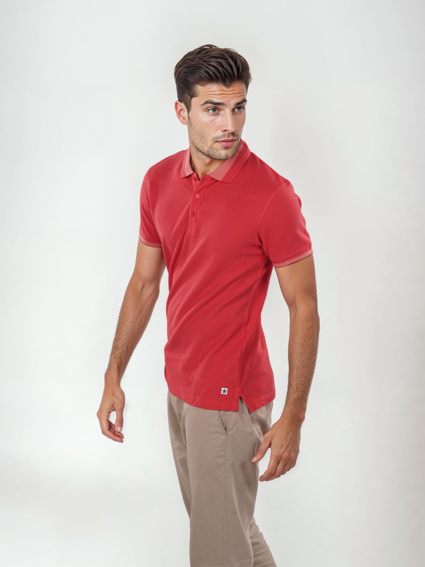 Coral Solid Cotton Polo