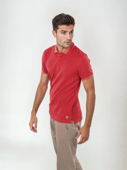 Coral Solid Cotton Polo