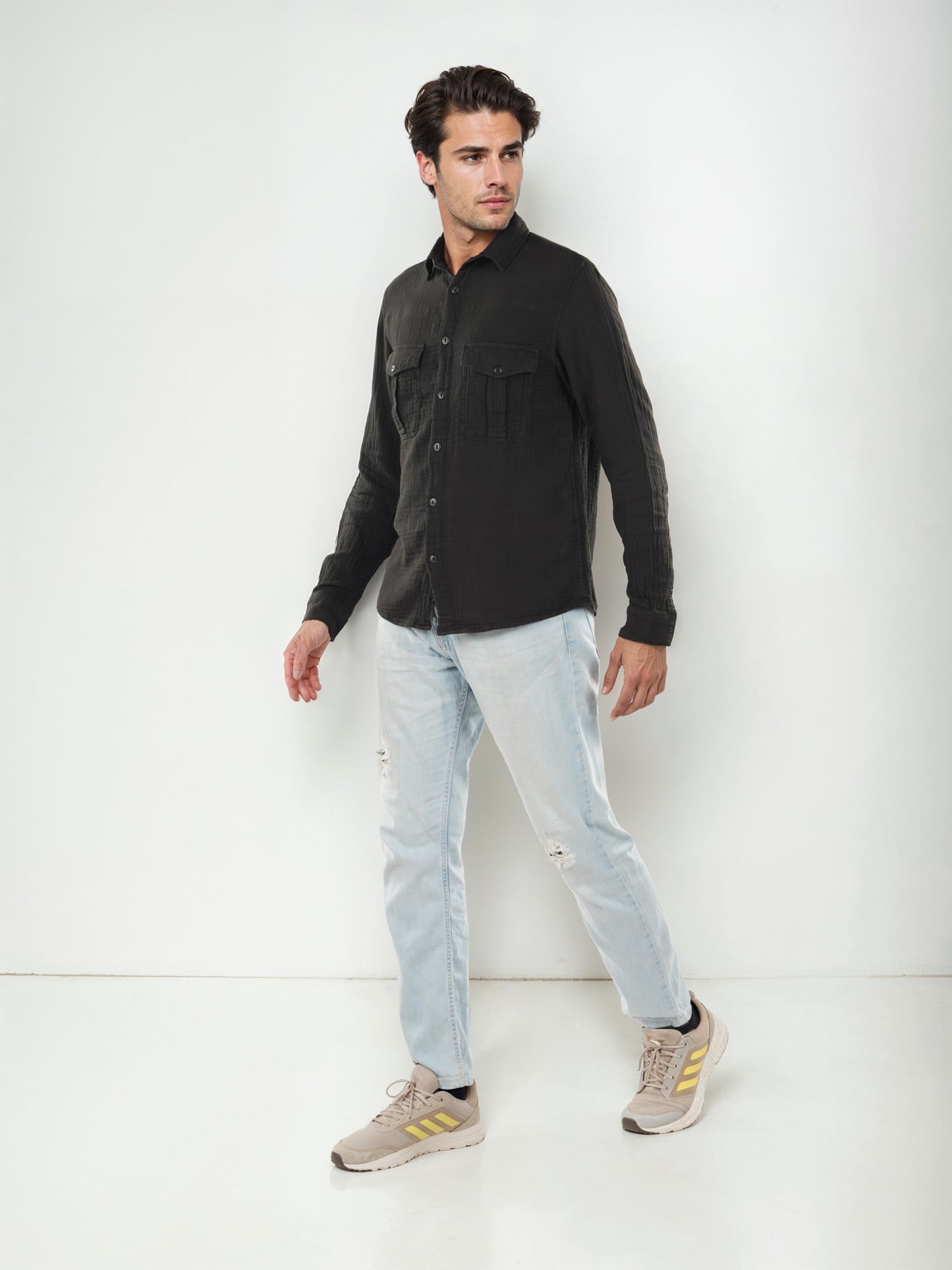 Black Solid Cotton Shirt