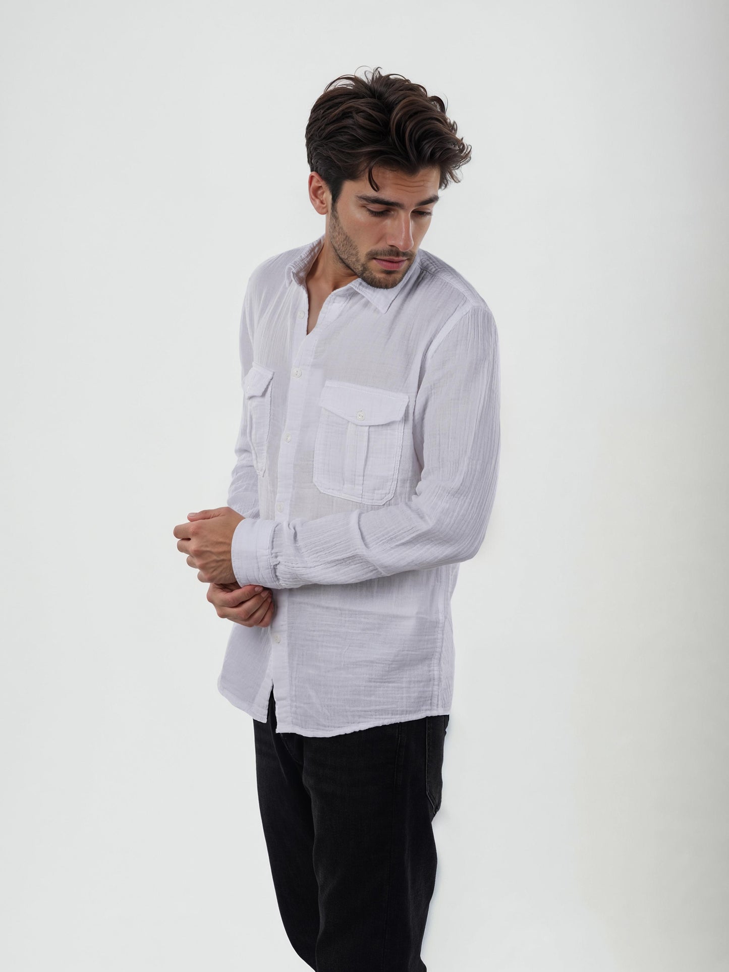 White Solid Cotton Shirt