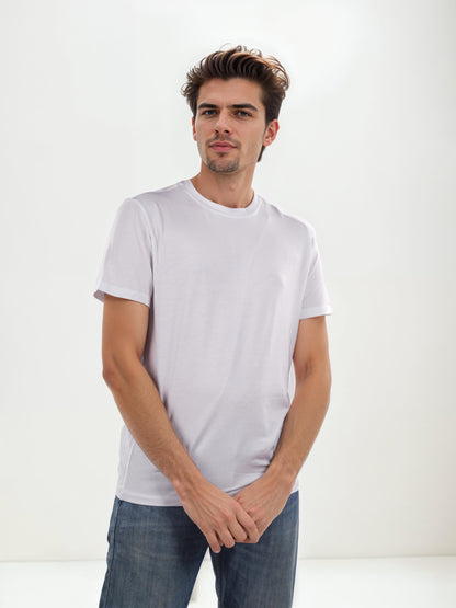 White Solid Cotton T-shirt