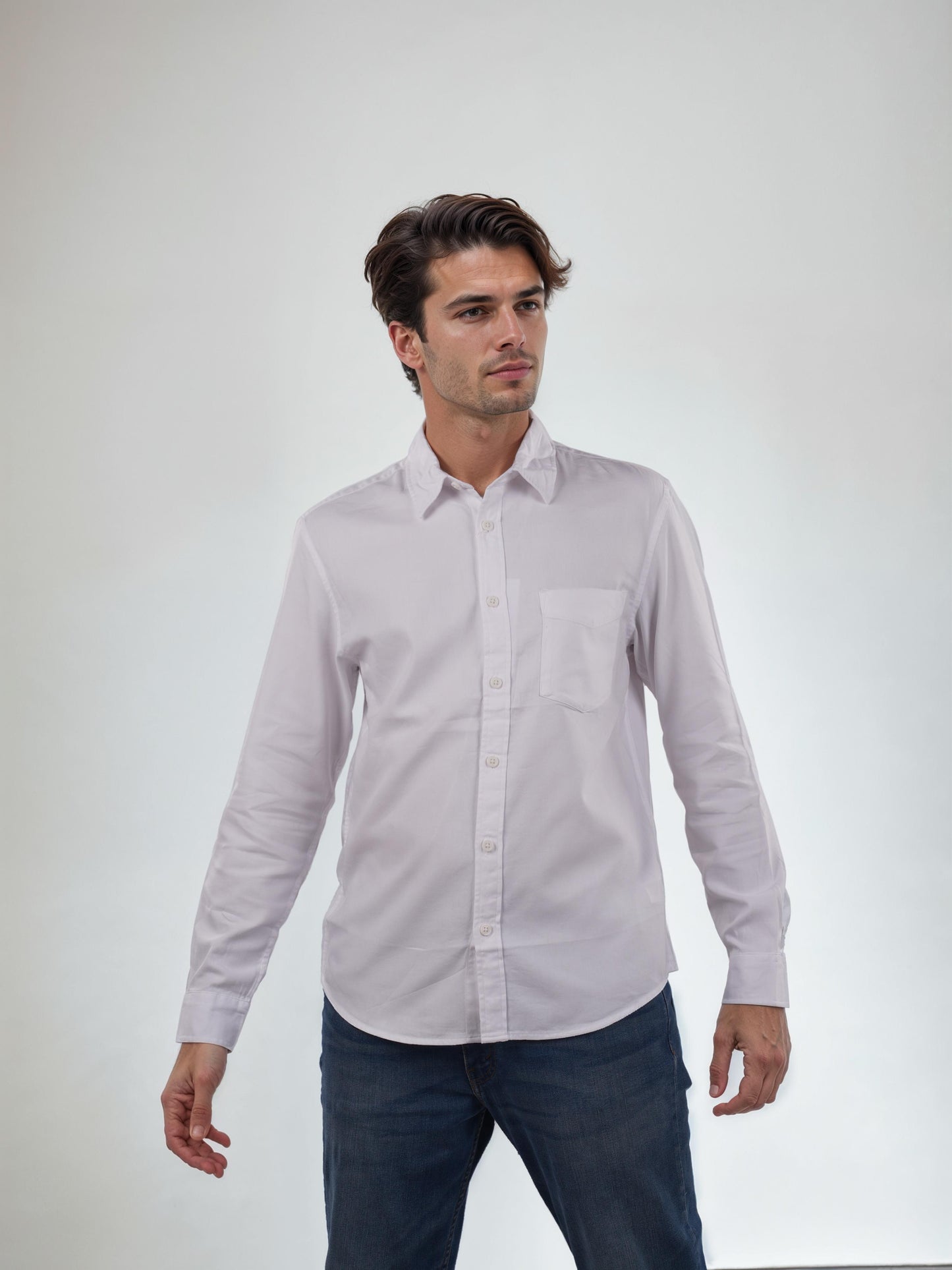 White Solid Cotton Shirt