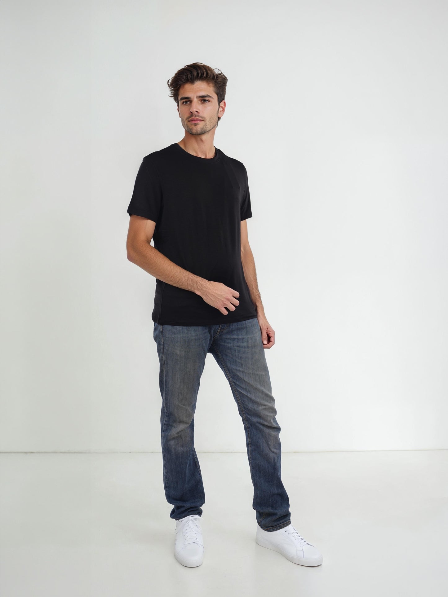 Black Solid Cotton T-shirt