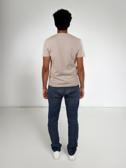 Beige Solid Cotton T-shirt