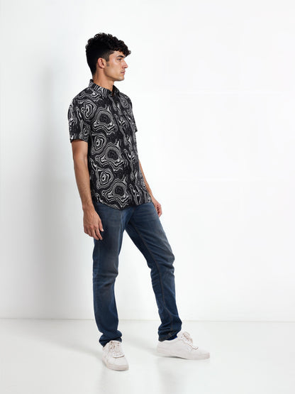 Black Printed Viscose Shirt