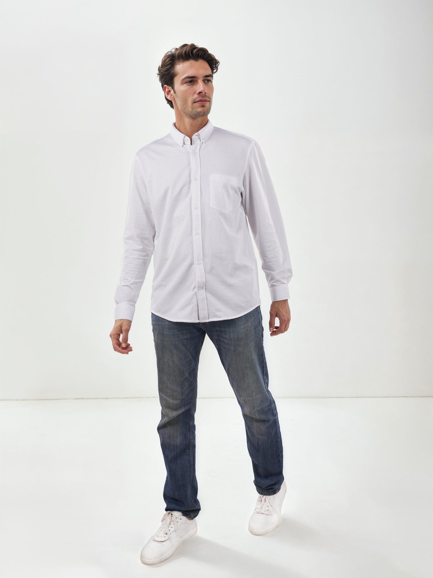 White Solid Cotton Shirt