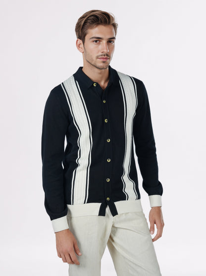 Celio* Men Black Striped Regular Fit Cotton Shirts