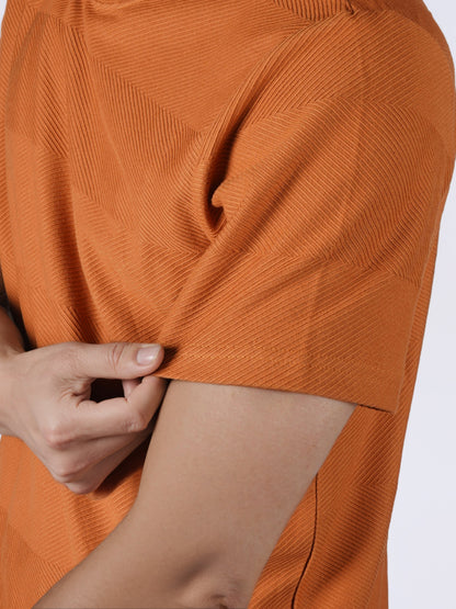 Celio* Men Brown Solid Regular Fit Cotton T-Shirts