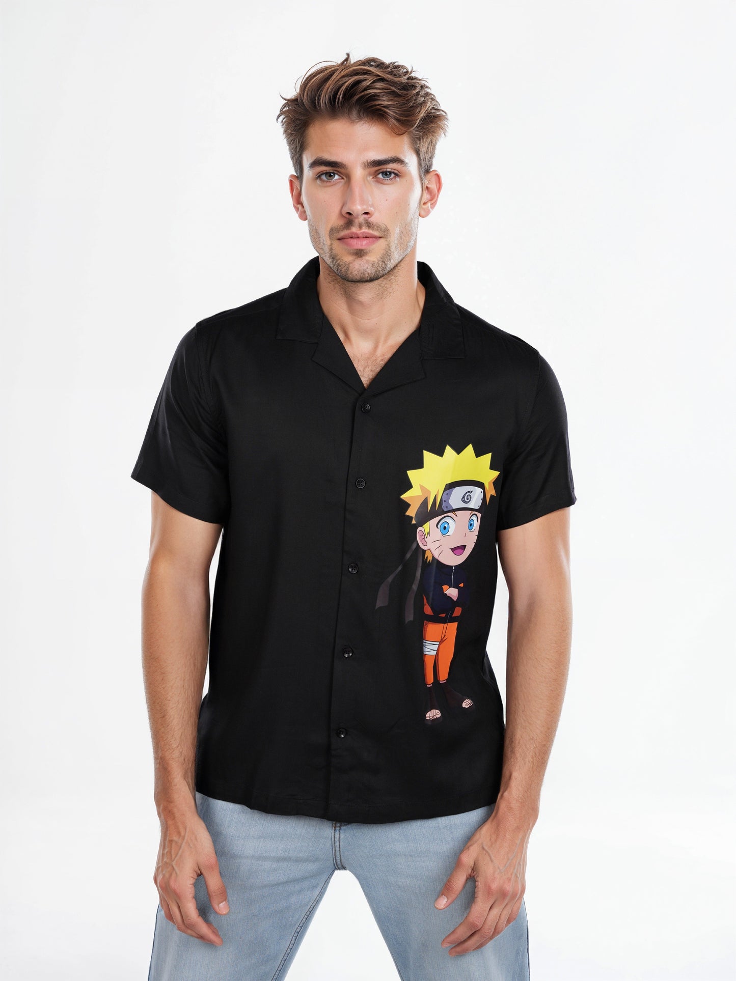 Celio* Naruto Regular Fit Viscose Black Shirt