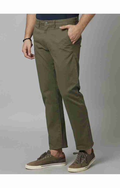 Olive Straight Fit Trousers