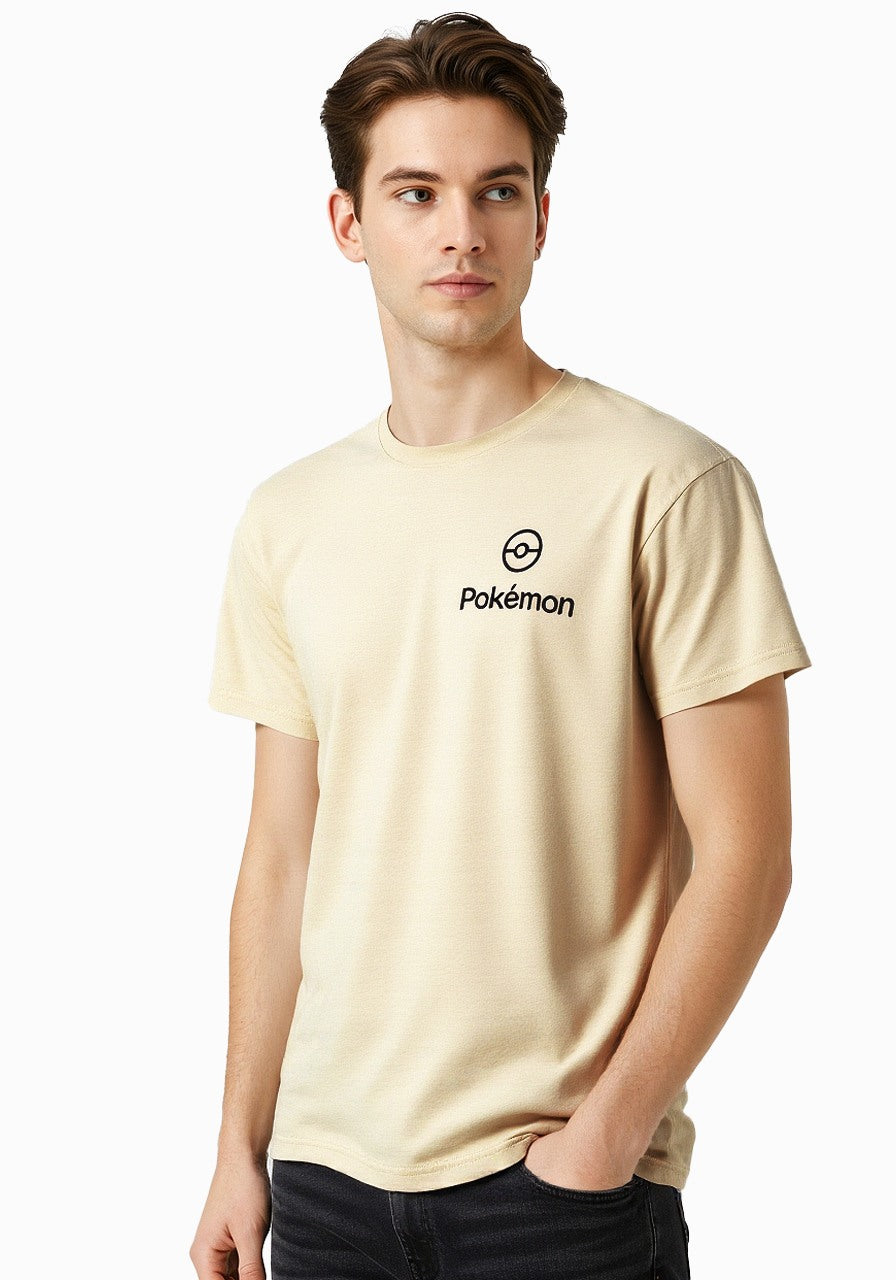 Celio* Pokemon Men Brown Printed Regular Fit Cotton T-shirt
