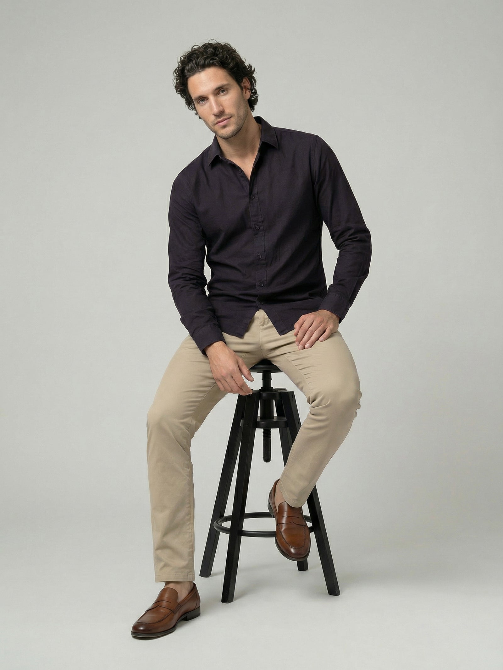 Celio Mens Brown Solid Regular Fit Cotton Shirts