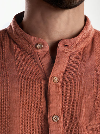 Rust Solid Cotton Shirt