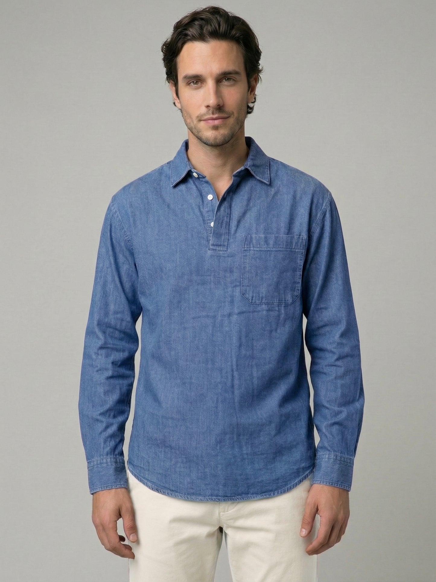 Celio Mens Blue Twill Regular Fit Cotton Shirts