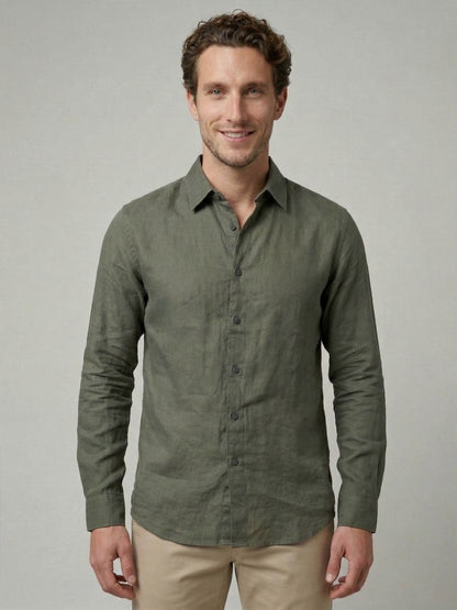 Celio Mens Olive Dobby Regular Fit Cotton Shirts