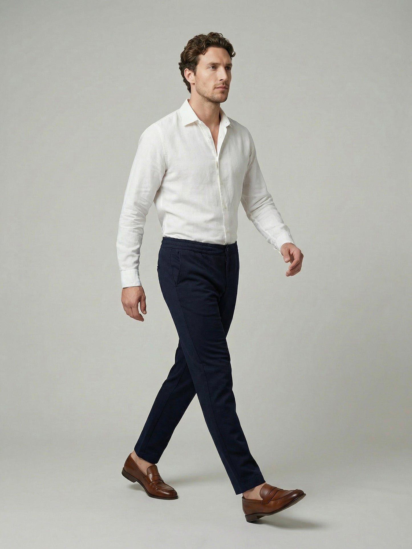 Celio Mens Navy Knit Slim Fit Cotton Casual Trouser