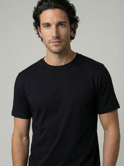 Celio Mens Black Solid Slim Fit Cotton T-Shirts