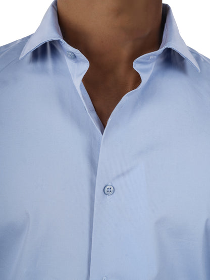 Blue Solid Cotton Shirt