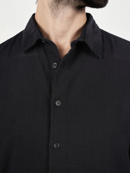 Black Solid Cotton Shirt