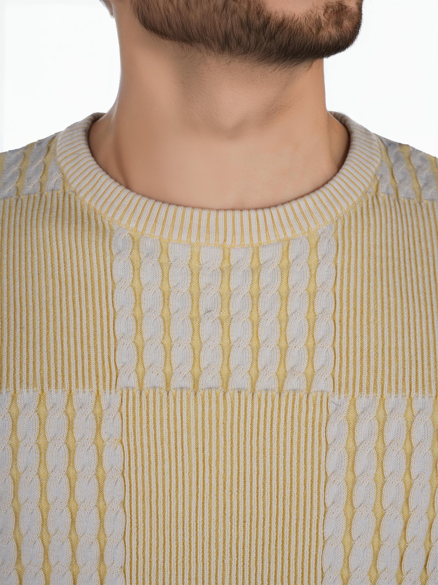 Yellow Colourblock Cotton Sweater