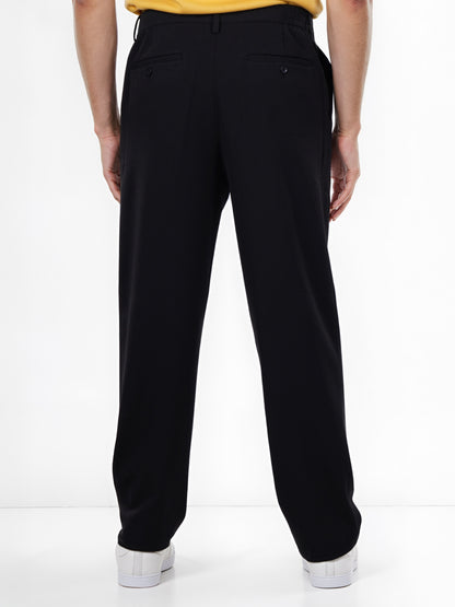 Celio* Poly-Blend Regular Fit Black Trousers