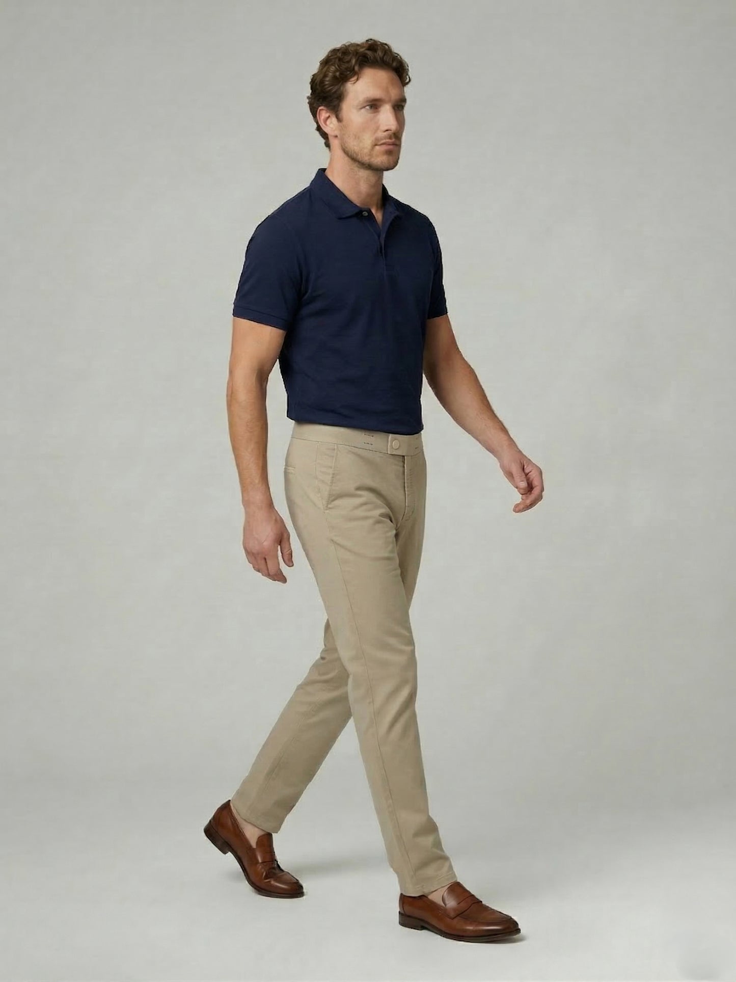 Celio Mens Beige Dobby Slim Fit Polyester Casual Trouser