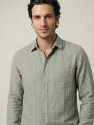 Celio Mens Khaki Solid Regular Fit Linen Shirts