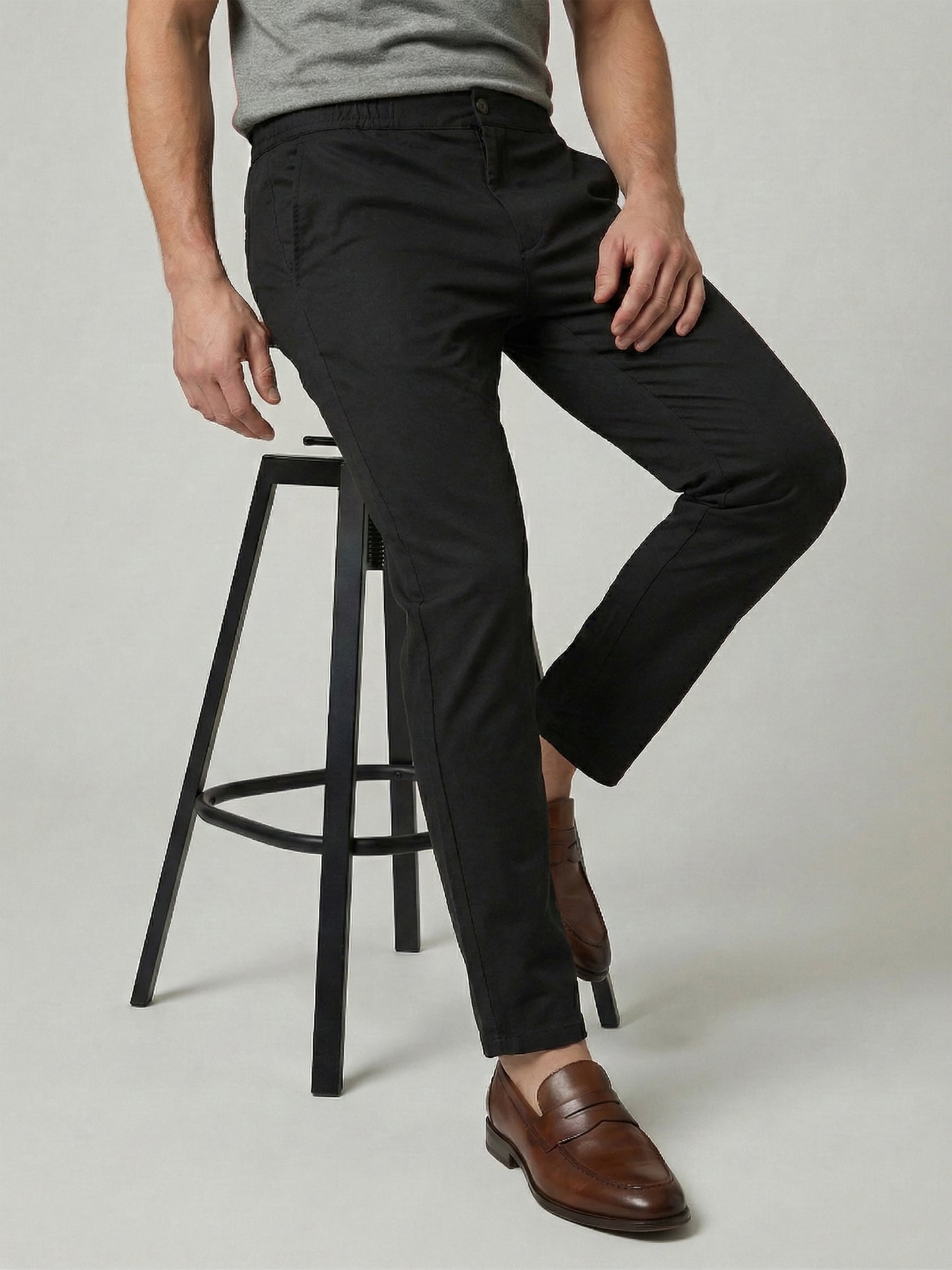 Celio Mens Black Knit Slim Fit Cotton Casual Trouser