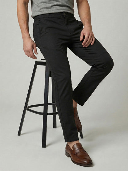 Celio Mens Black Knit Slim Fit Cotton Casual Trouser