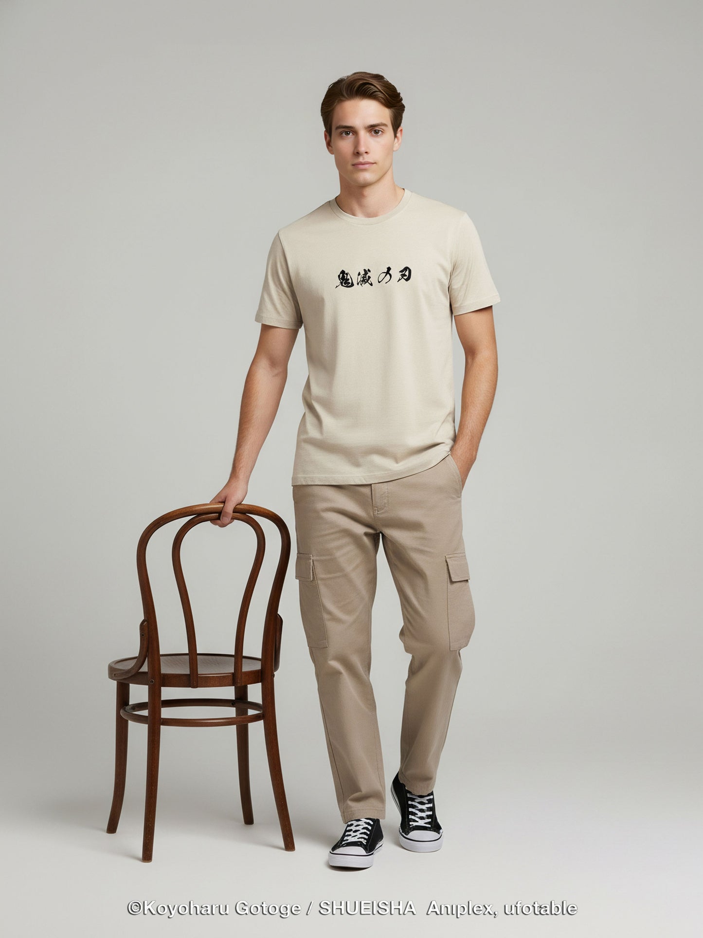 Celio Men Beige Printed Regular Cotton Demon Slayer T-Shirt