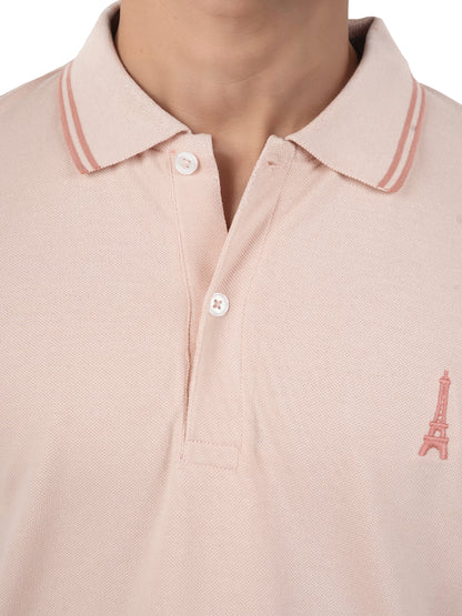 Pink Solid Cotton Polo