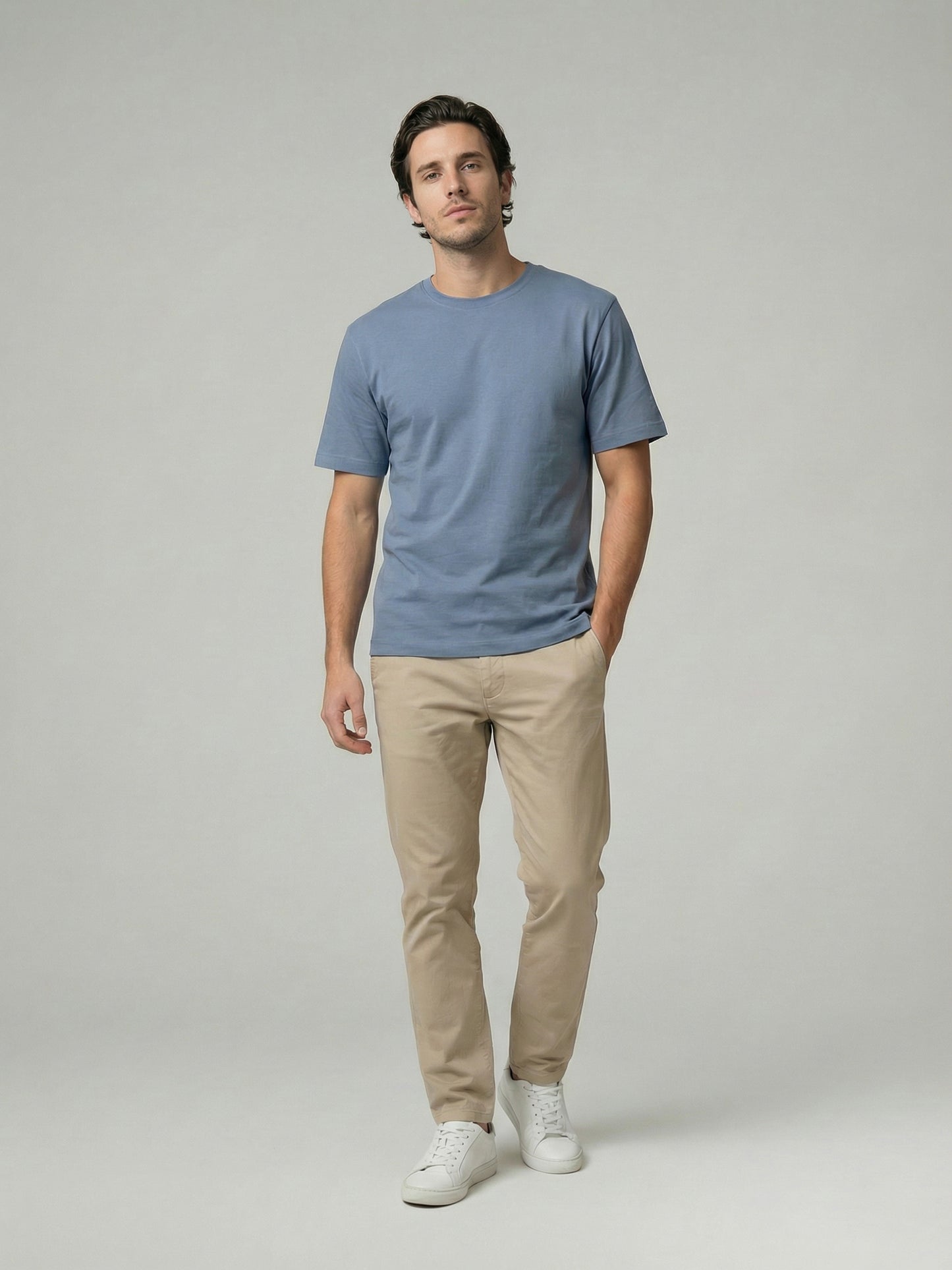 Celio Mens Blue Solid Slim Fit Cotton T-Shirts