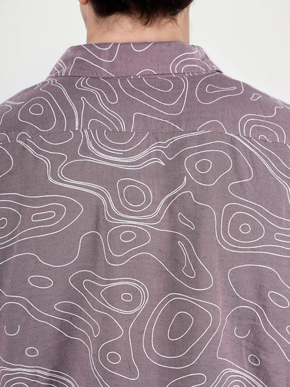 Purple Printed Linen Shirt