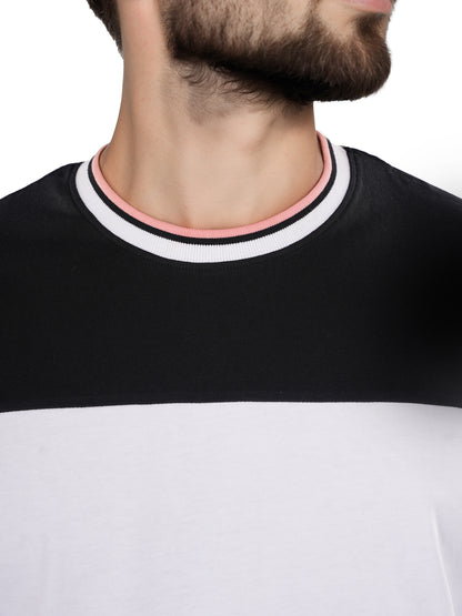 Black Colourblock Cotton T-shirt