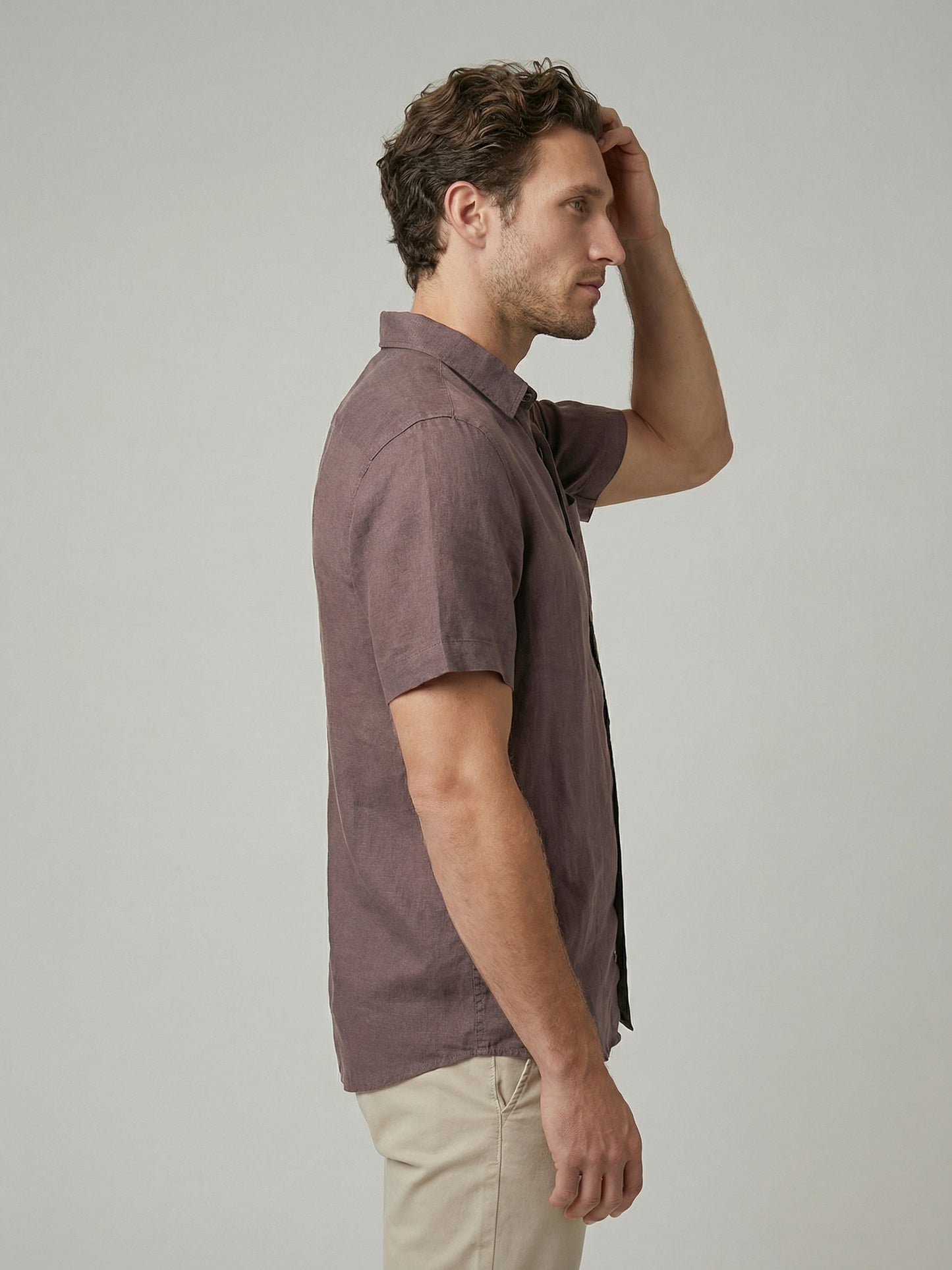 Celio Mens Brown Solid Regular Fit Linen Shirts