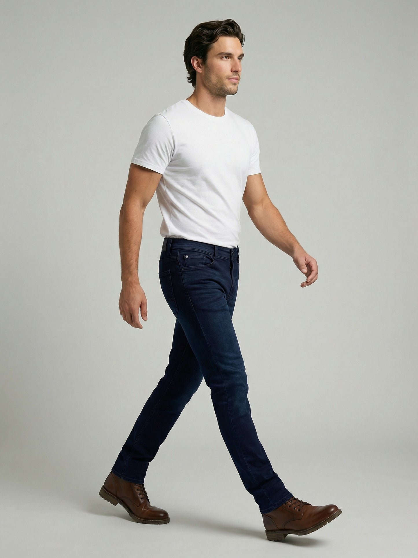 Celio Mens Blue Dobby Slim Fit Cotton Jeans